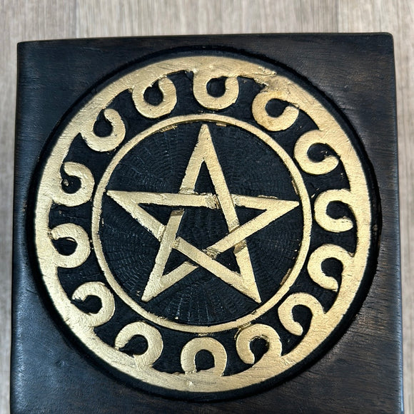 Altar Table Black Square Small - Gold Pentagram