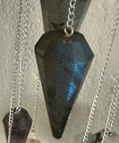 Labradorite Faceted Crystal Pendulum