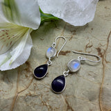 Moonstone & Amethyst 925 Sterling Silver Earrings - Quality Gemstone Jewellery