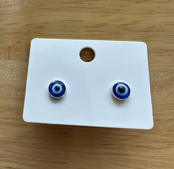 Blue Eye / Evil Eye of Protection Sterling Silver Earrings
