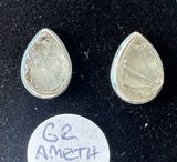 Green Amethyst Rough Studs Sterling Silver Earrings - Quality Gemstone Jewellery