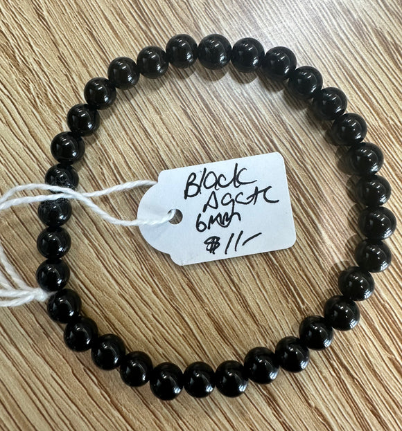 Black Agate Bracelet 6mm