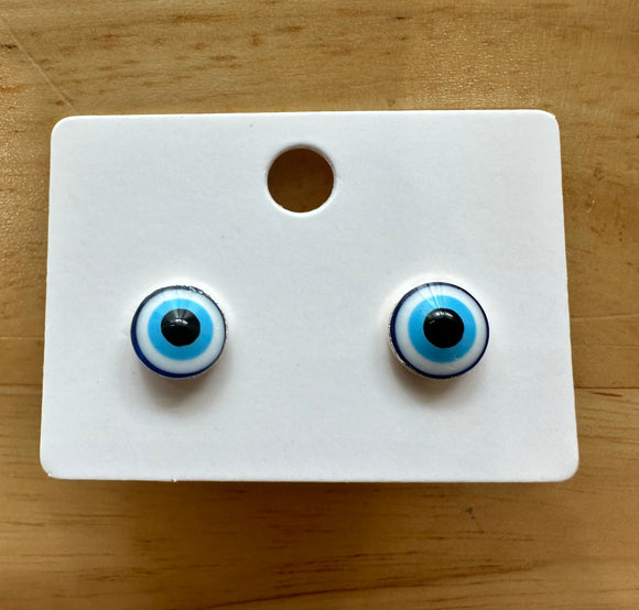 Blue Eye / Evil Eye of Protection Sterling Silver Earrings