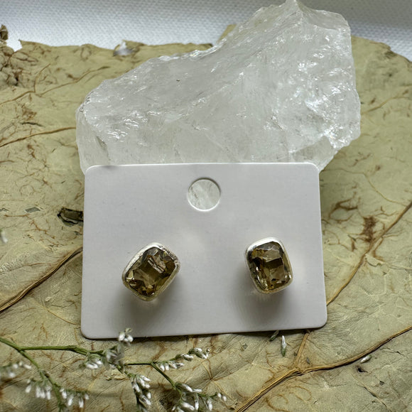 Citrine Studs Sterling Silver Earrings - Quality Gemstone Jewellery