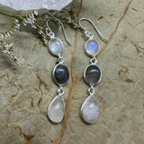 Moonstone & Labradorite 925 Sterling Silver Earrings - Quality Gemstone Jewellery