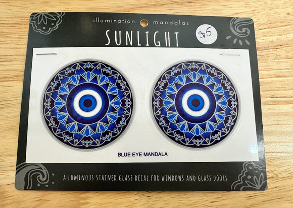 Blue Eye Mandala Blue Eye / Evil Eye of Protection Sunlight Pack of Two Stickers