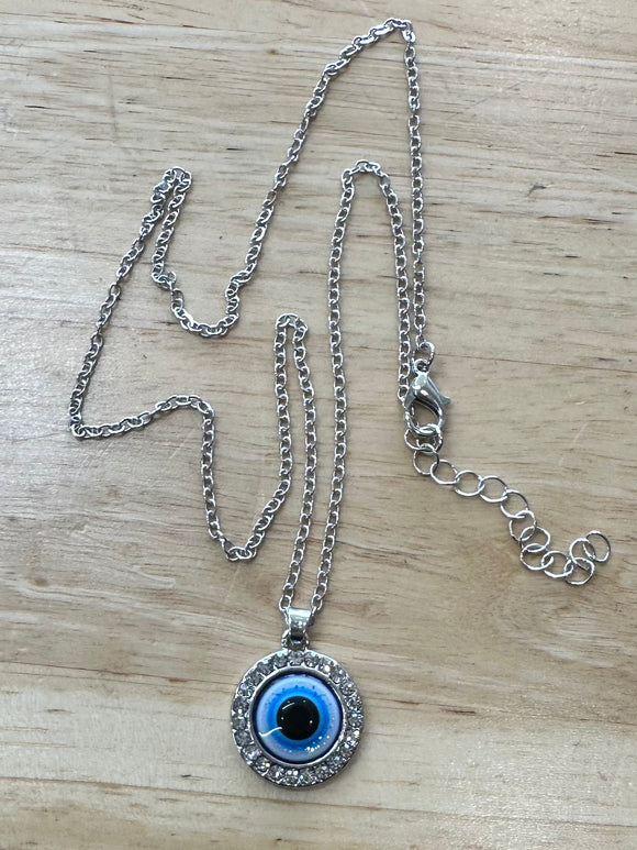 Blue Eye / Evil Eye of Protection Circle Necklace