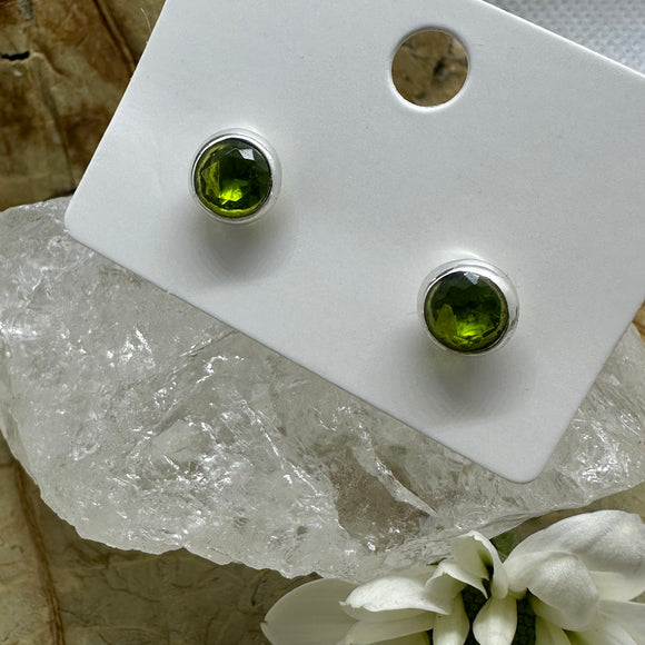 Peridot Stud Sterling Silver Earrings - Quality Gemstone Jewellery