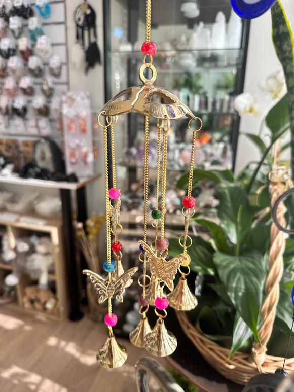 BUTTERFLY BRASS WIND CHIME WITH BEADS