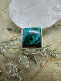 Azurite & Malachite Large Square Gemstone 925 Sterling Silver Ring - Size 9 - Quality Gemstone Jewellery