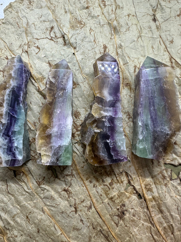 Fluorite Obelisk with Natural Side - Small 7.5 -8.5cm H
