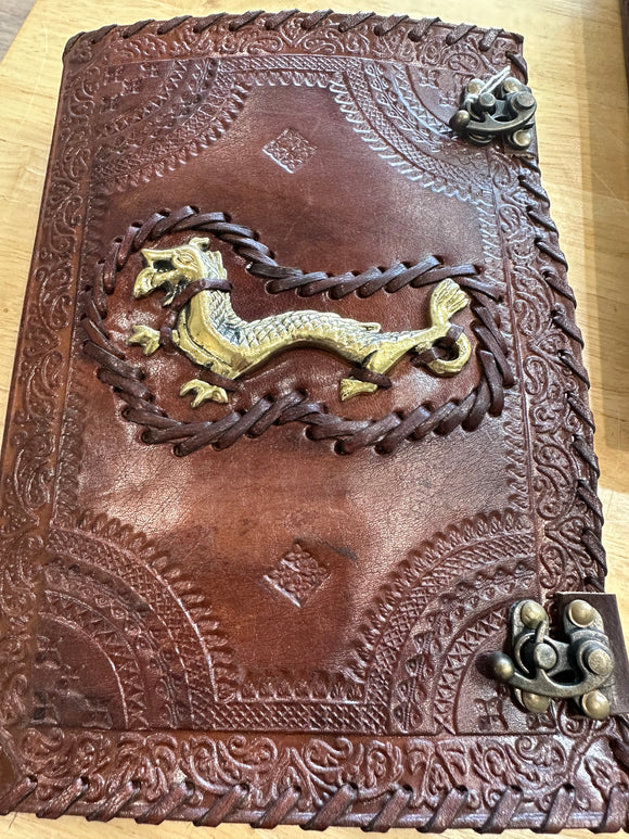 LARGE LEATHER JOURNAL – GOLD DRAGON