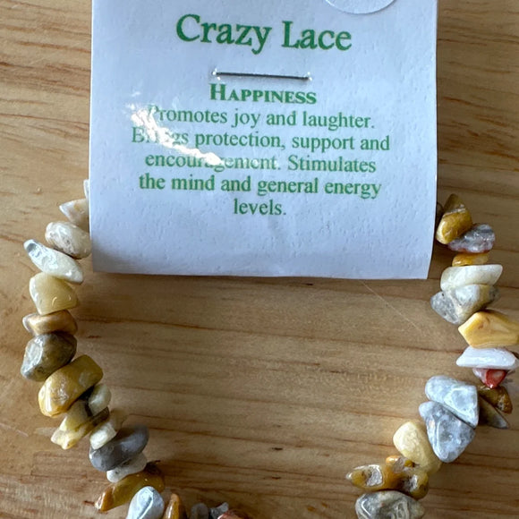 Crazy Lace Agate - Happiness - Crystal Chip Bracelet