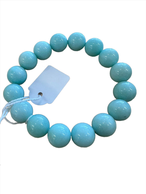 AMAZONITE BLUE - Quality Gemstone Bead Bracelet - 12MM