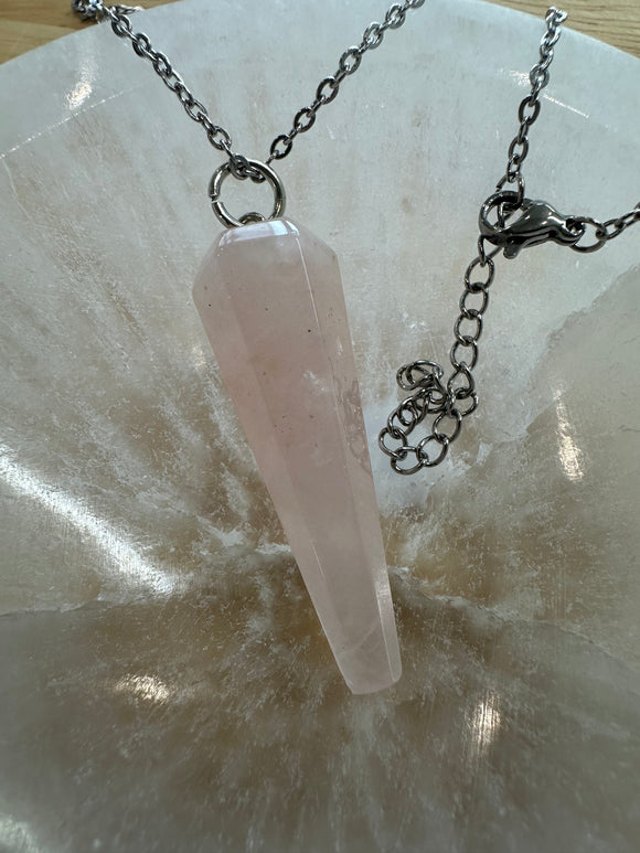 Rose Quartz Pendulum Necklace