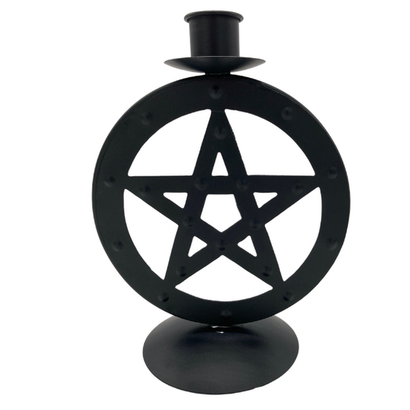Iron Candle Holder Pentagram Black
