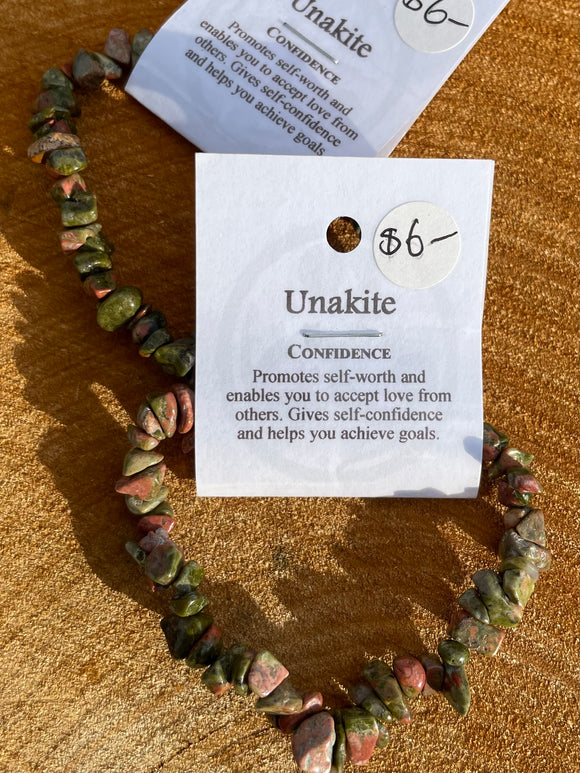Unakite - CONFIDENCE - Crystal Chip Bracelet