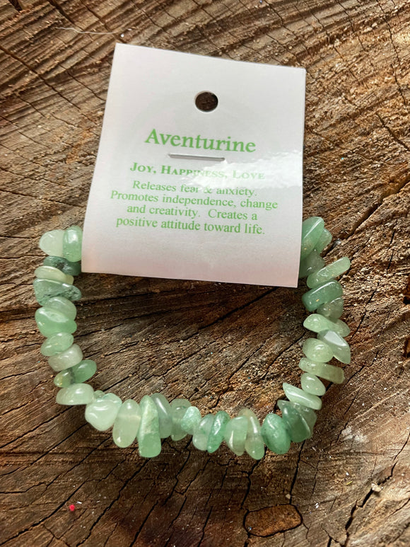 Green Aventurine - Joy Happiness Love - Crystal Chip Bracelet