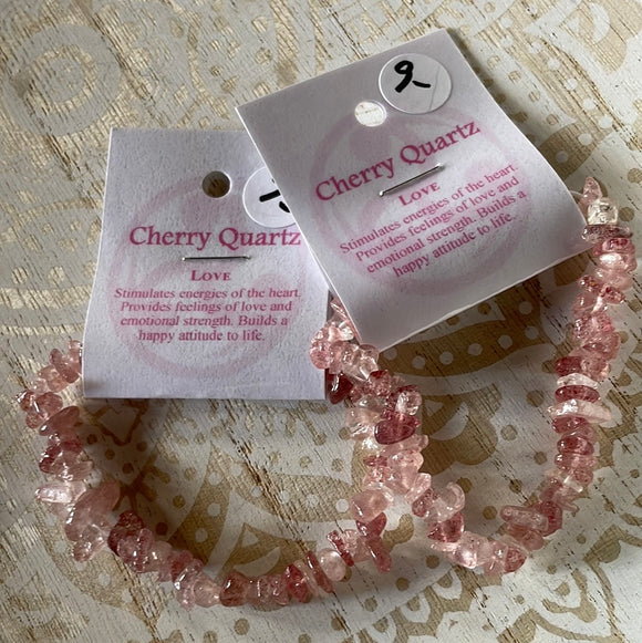 Cherry Quartz - Love - Crystal Chip Bracelet in