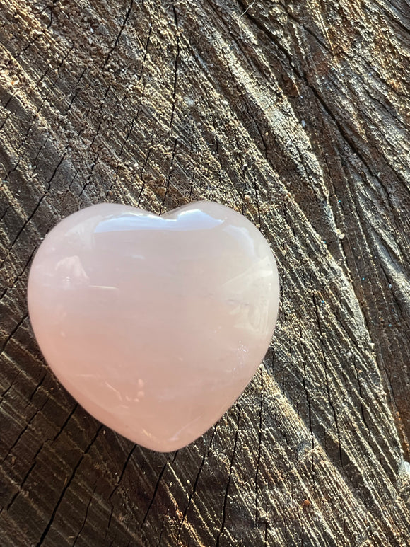 Rose Quartz 40mm Heart Crystal Puff