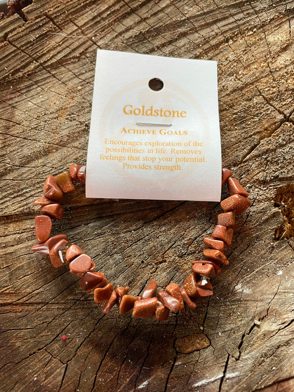 Goldstone - Achieve Goals - Crystal Chip Bracelet