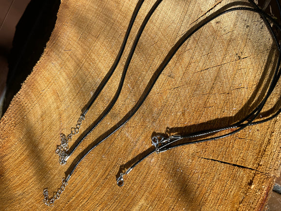 WAXED CORD (2MM) 50CM NECKLACE WITH SILVER COLOURED FASTENING
