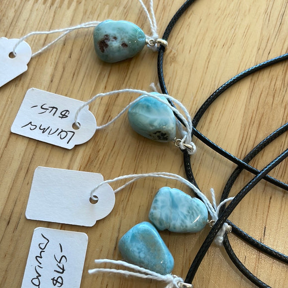 LARIMAR PENDANT 18-22MM WITH STERLING SILVER FINDING
