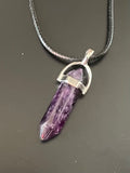 AMETHYST DOUBLE TERMINATED WITH SILVER COLLAR PENDANT- 40MM