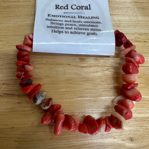 Red Coral - Emotional Healing - Crystal Chip Bracelet