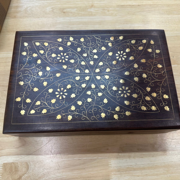 Wooden Inlay Daisy Jewellery Box Large 20X 30CM