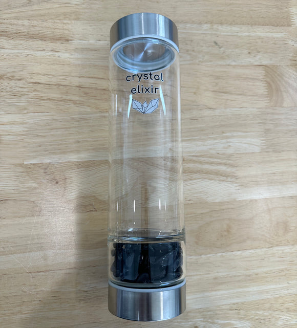 Black Obsidian Crystal Elixir Water Bottle