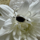 Black Onyx Small Oval 925 Sterling Silver Ring - Size 7 - Quality Gemstone Jewellery