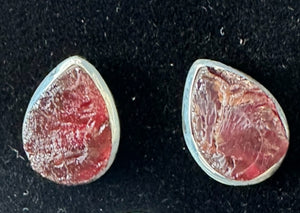 Garnet Rough Studs Sterling Silver Earrings
