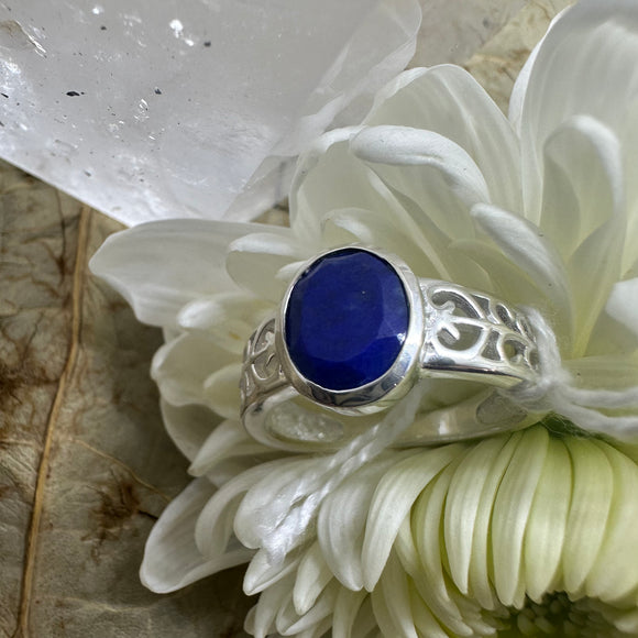 Lapis Lazuli Sterling Silver Ring - Size 8 - Quality Gemstone Jewellery