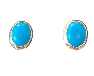 Turquoise Studs Sterling Silver Earrings - Quality Gemstone Jewellery