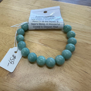 AQUAMARINE Quality Gemstone Bead Bracelet - 10 -12MM