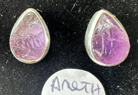 Amethyst Rough Studs Sterling Silver Earrings