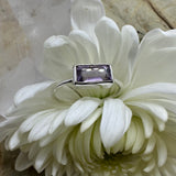 Amethyst Small Rectangle 925 Sterling Silver Ring - Size 8 - Quality Gemstone Jewellery