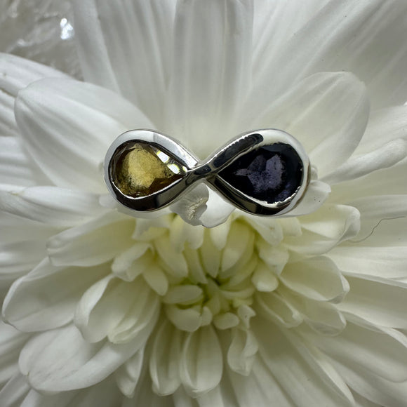 Infinity Duo Gemstone 925 Sterling Silver Ring - Size 7 - Quality Gemstone Jewellery