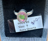 Aura Quartz 925 Sterling Silver Ring - Size 9 - Quality Gemstone Jewellery