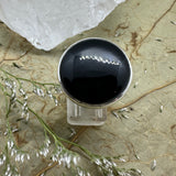 Black Onyx Large Round 925 Sterling Silver Ring - Size 8 - Quality Gemstone Jewellery