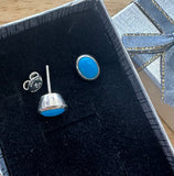 Turquoise Studs Sterling Silver Earrings - Quality Gemstone Jewellery