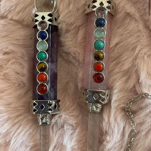 PENDULUM CHAKRA WAND – AMETHYST or ROSE QUARTZ