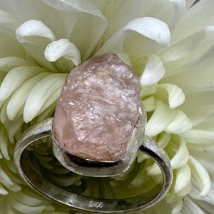 Morganite Rough Sterling Silver Ring - Size 8