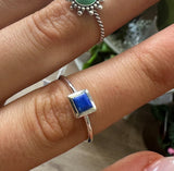 Lapis Lazuli Square Mini 925 Sterling Silver Ring - Size 6 - Quality Gemstone Jewellery