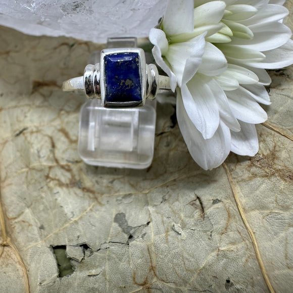 Lapis Lazuli Oblong Sterling Silver Ring - Size 7 & 9 - Quality Gemstone Jewellery