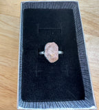 Morganite Rough Sterling Silver Ring - Size 8