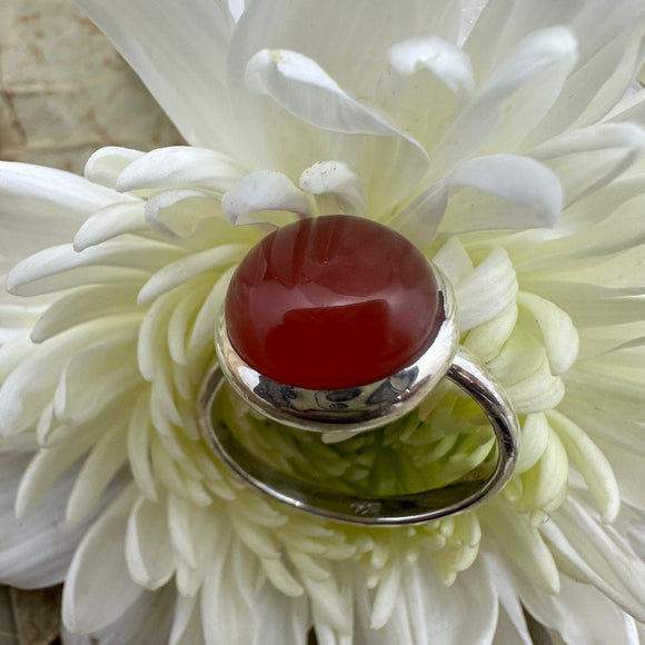 Carnelian Sterling Silver Ring - Size 8