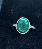 Malachite Oval Sterling Silver Ring - Size 9 - Quality Gemstone Jewellery