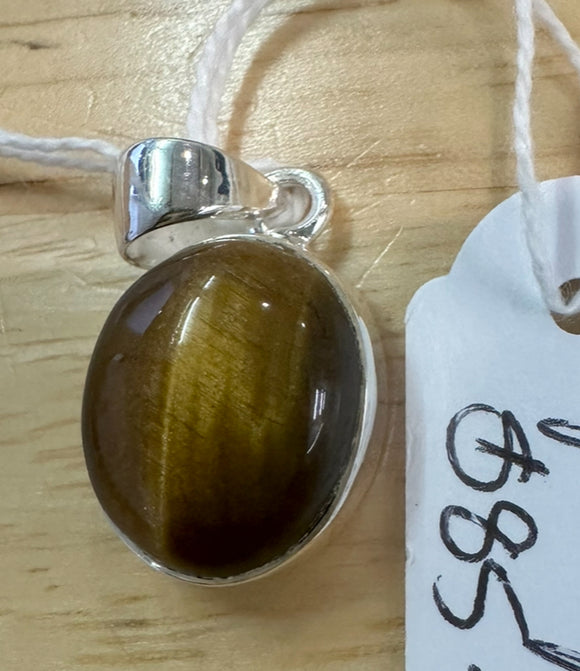 Tiger Eye Sterling Silver Pendant - Quality Gemstone Jewellery